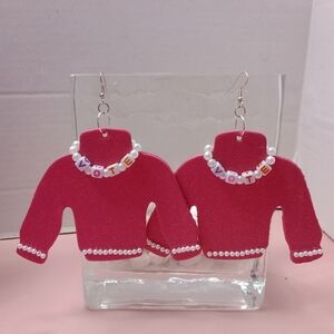 Statement Earrings Pink Vote Pearls